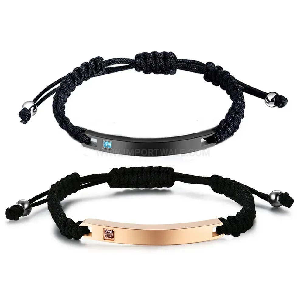Adjustable Polished Stainless Steel Bracelet with Rhinestone Accents