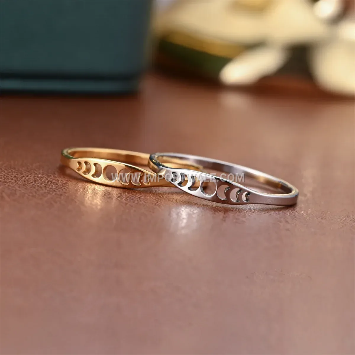 Delicate Cutout Celestial Motif Stainless Steel Band