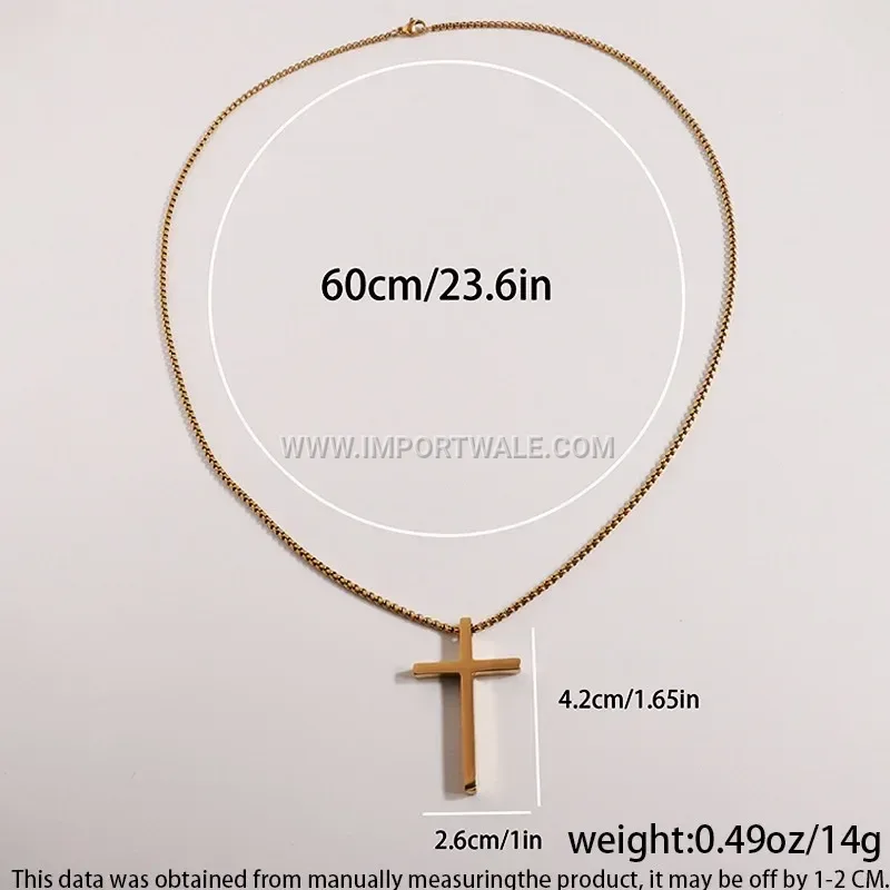 Eighteen Karat Gold Plated Geometric Stainless Steel Pendant Chain Necklace