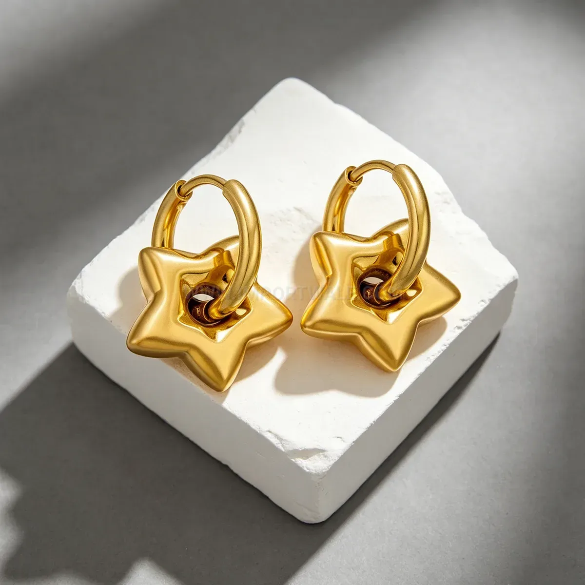 Star Pattern Stainless Steel Hoop Earrings
