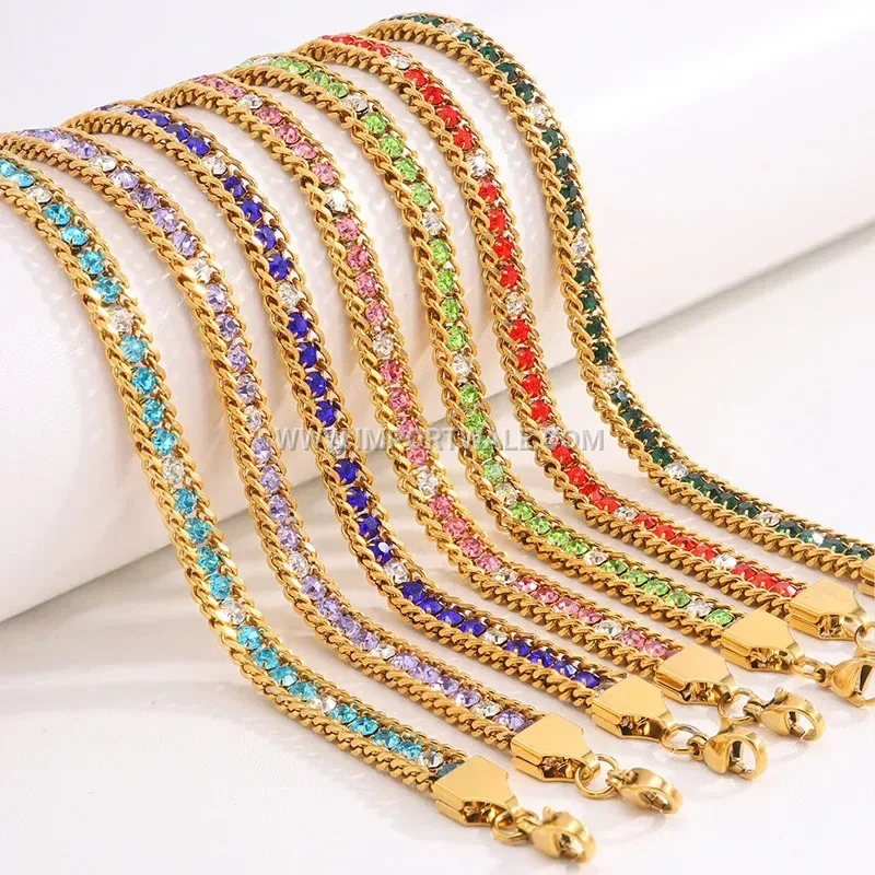Three Layer Gold Plated Stainless Steel Zircon Bracelet