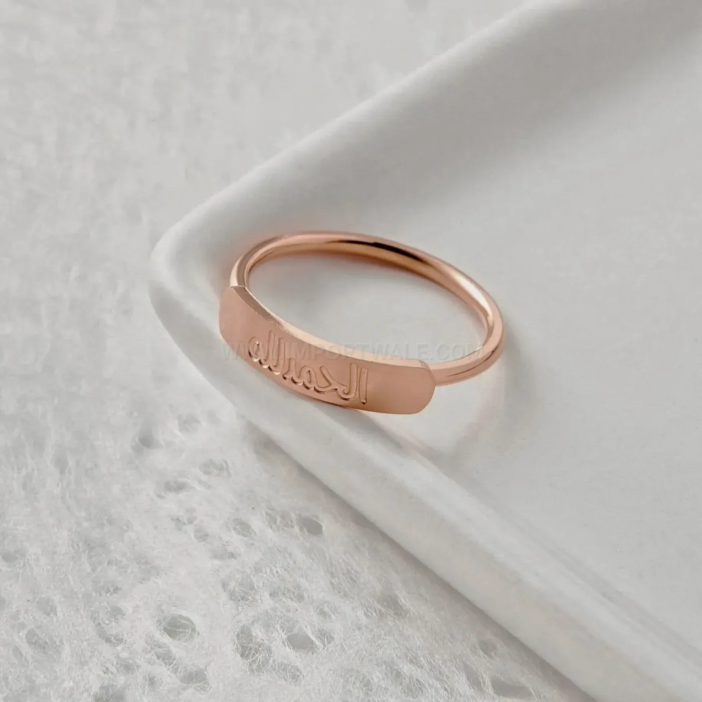 Arabic Calligraphy Stainless Steel Zircon Eternity Band Ring