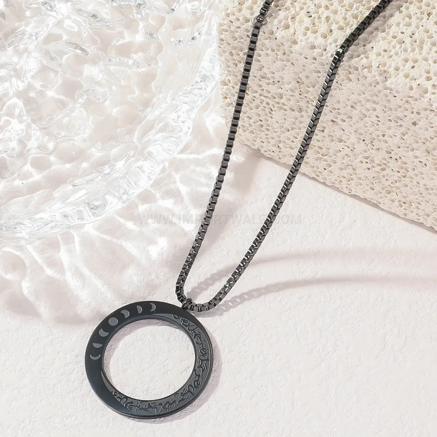 Chic Stainless Steel Crescent Moon Ayatul Kursi Religious Verse Pendant Necklace
