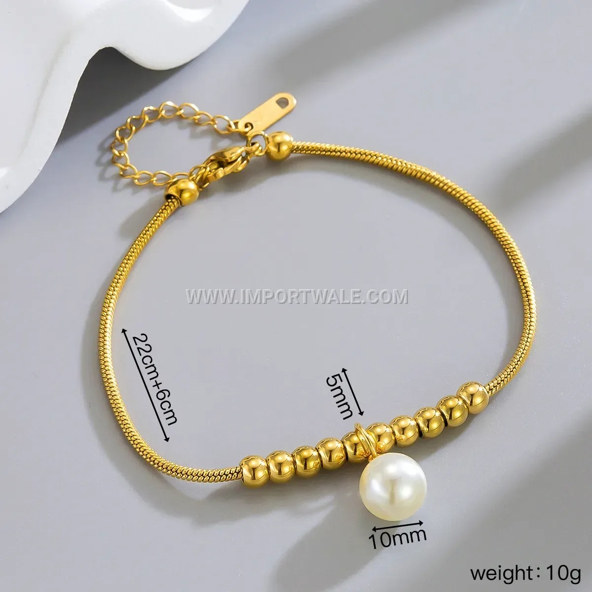 Beaded Snake Chain Heart Premium Anklet Anti Tarnish