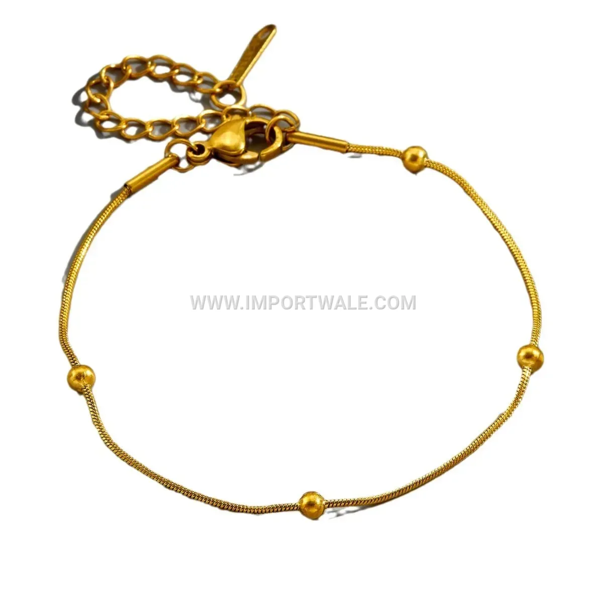 Minimalist 18K Gold Plated Snake Chain Anklet with Beads