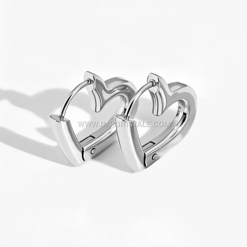 Heart Cut Stainless Steel Stud Earrings with Gold Plating