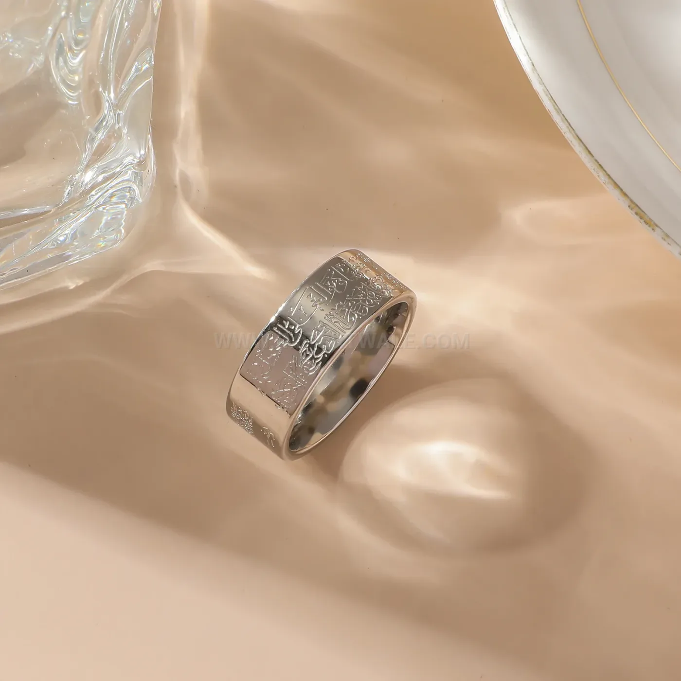 Stainless Steel Ayatul Kursi Arabic Calligraphy Ring