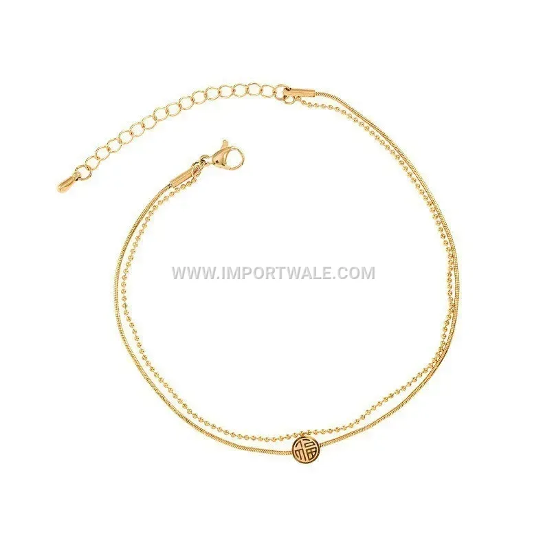 Double Layered Titanium Steel Gold Premium Anklet Anti Tarnish