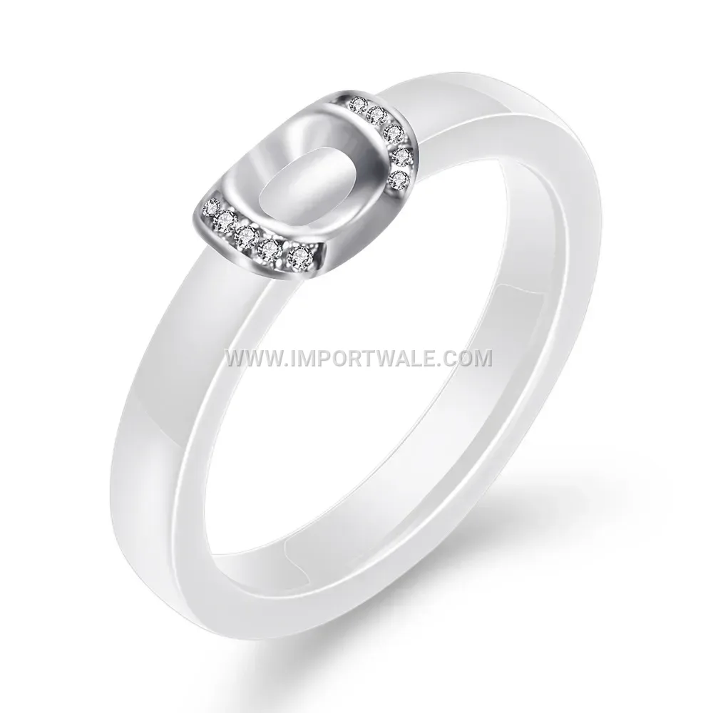 Micro Pave Crystal Inset Ceramic Ring