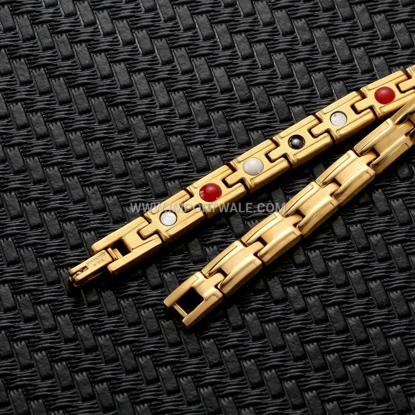 Elegantly Electroplated Gold Stainless Steel Magnetic Charm Bracelet