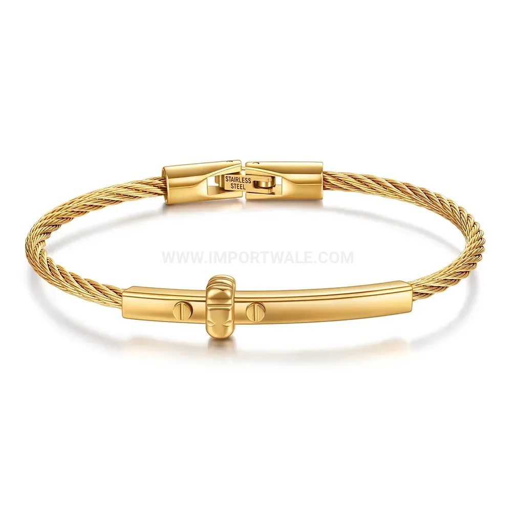 Stylish Sleek Stainless Steel Cable Wire Bangle Bracelet With Clasp