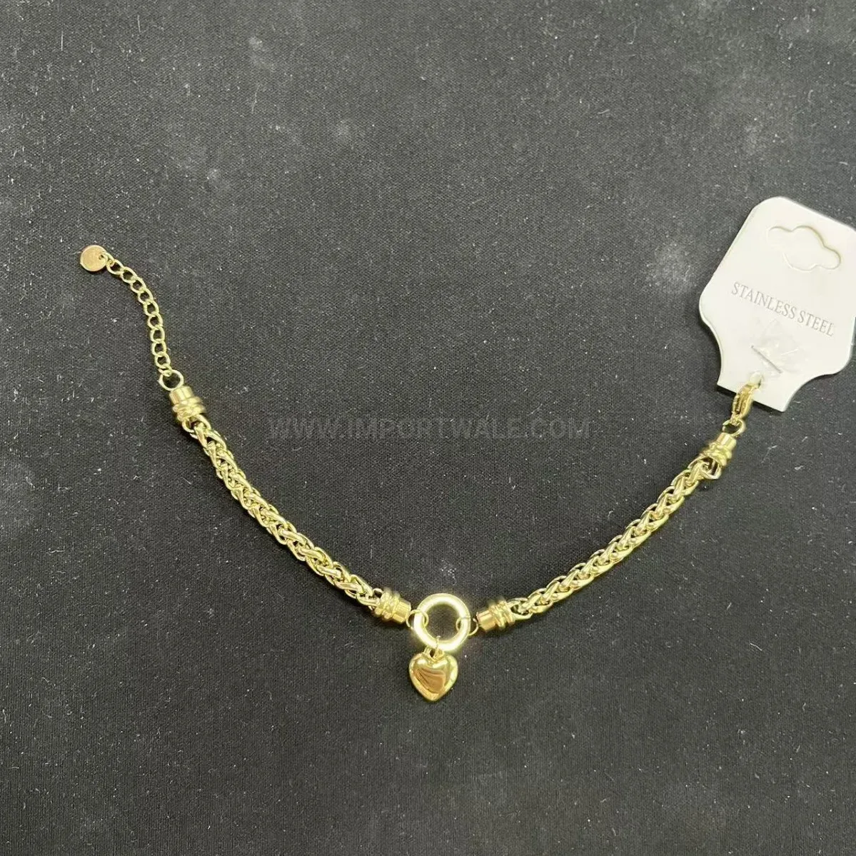 Premium Thick Rope Stainless Steel Heart Pendant Bracelet