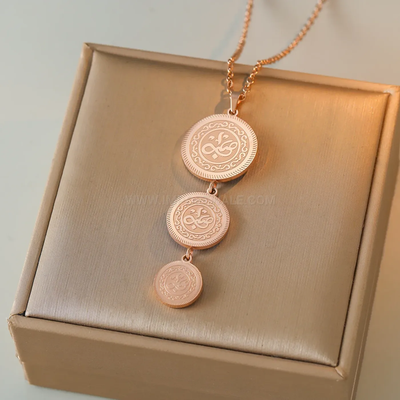 Trendy Round Stainless Steel Islamic Allah Pendant Necklace And Earrings Set