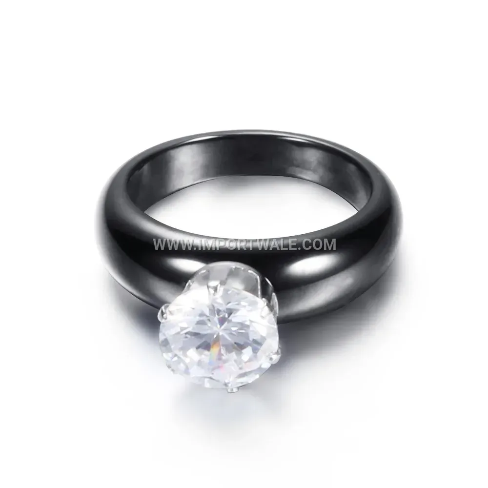 Bold 8mm Ceramic Statement Ring Inlaid with Sparkling Zirconia