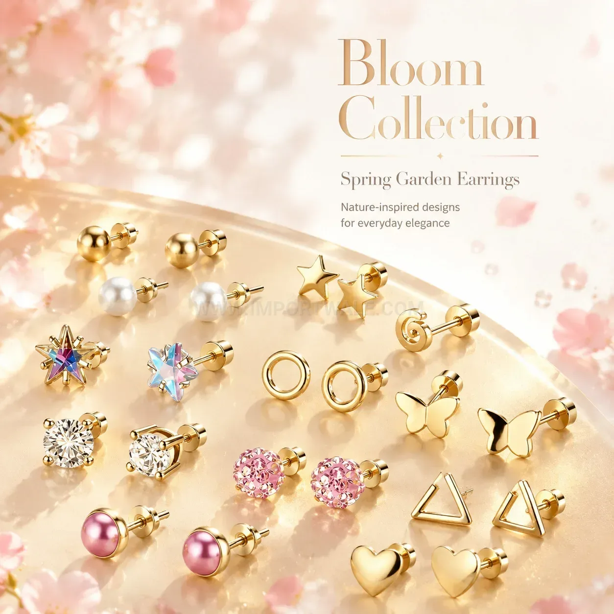 Trendy Stainless Steel Pearl and Crystal Geometric Ear Piercing Studs