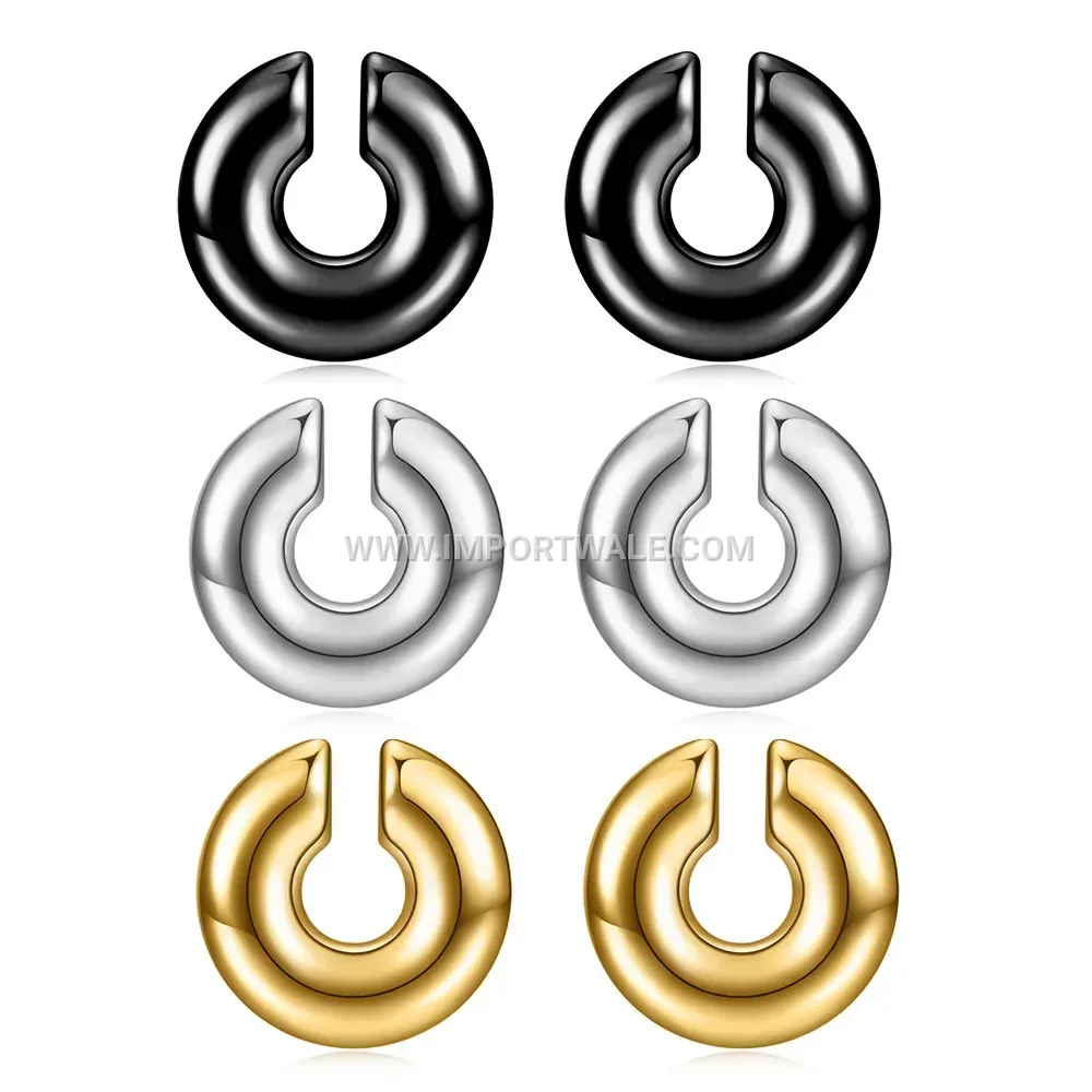 Chunky Stainless Steel Hollow Hoop Earrings With Heart Detail