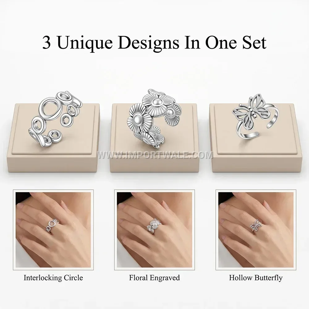 Adjustable Floral Motif Gold Plated Stainless Steel Open Ring
