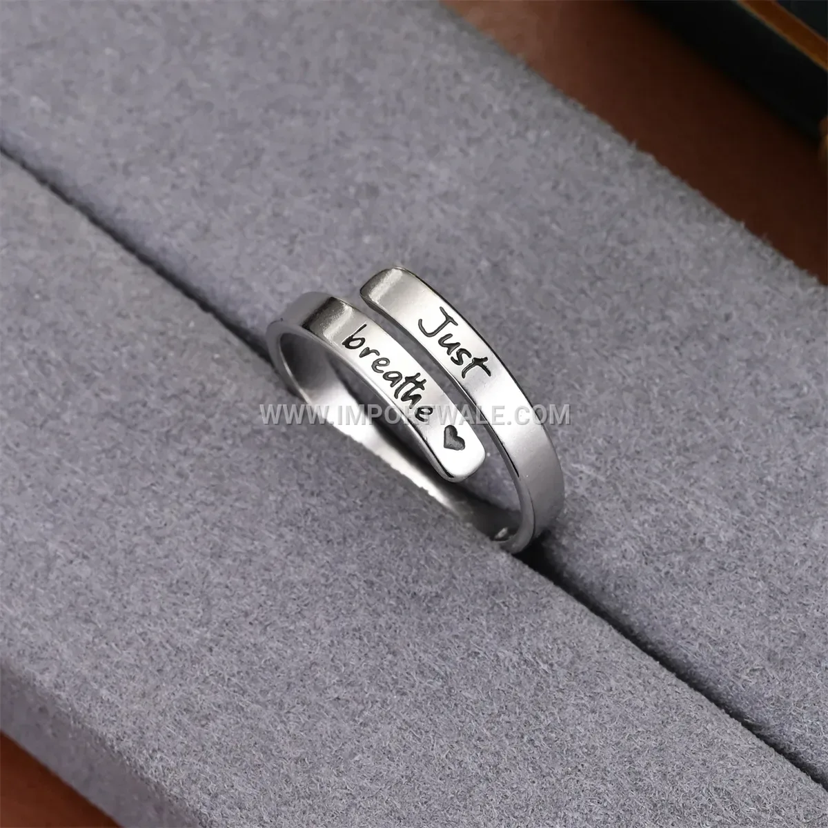 Engraved Open Adjustable Stainless Steel Statement Ring