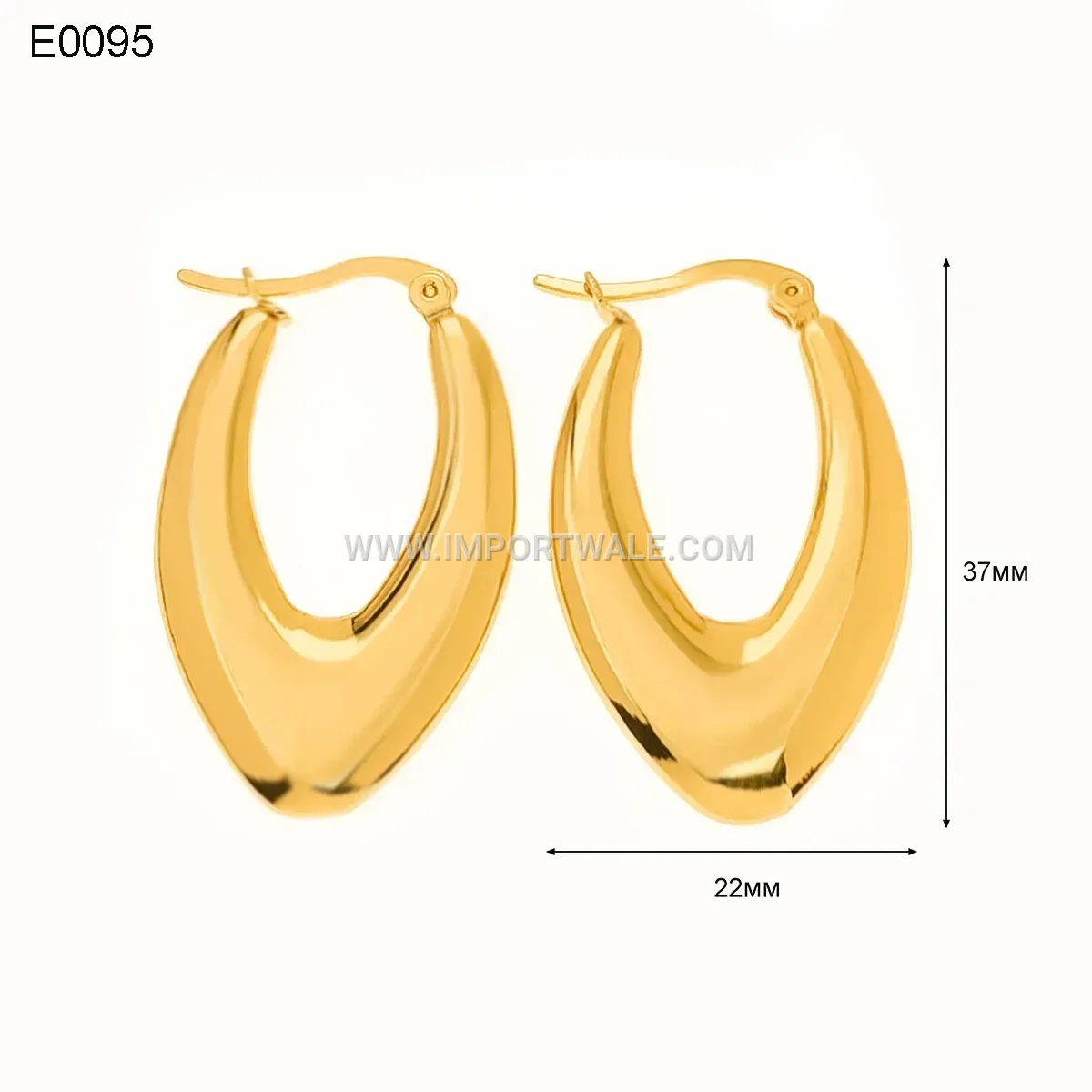 18K Gold Plated Geometric Hoop Earrings in Titanium Steel