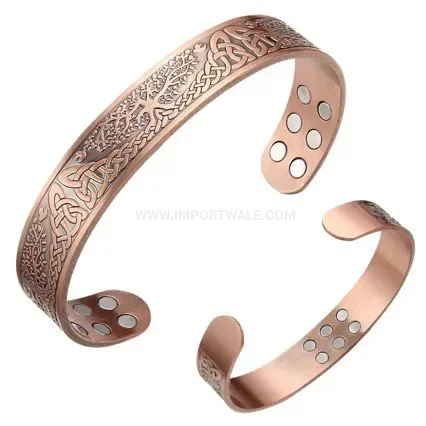 Tree of Life Magnetic Pure Red Copper Bangle