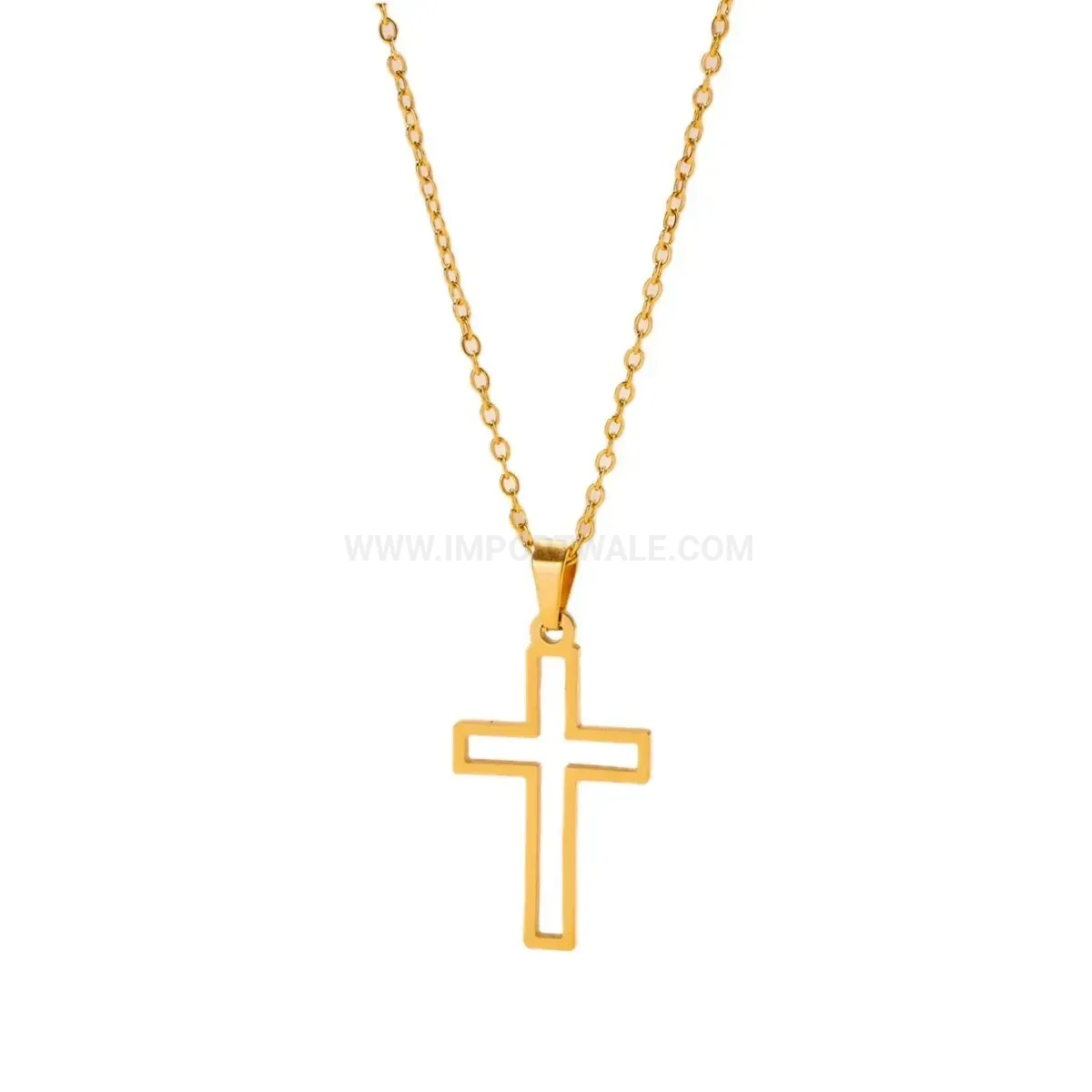 Stylish Rhinestone Hollow Cross Pendant Stainless Steel Necklace