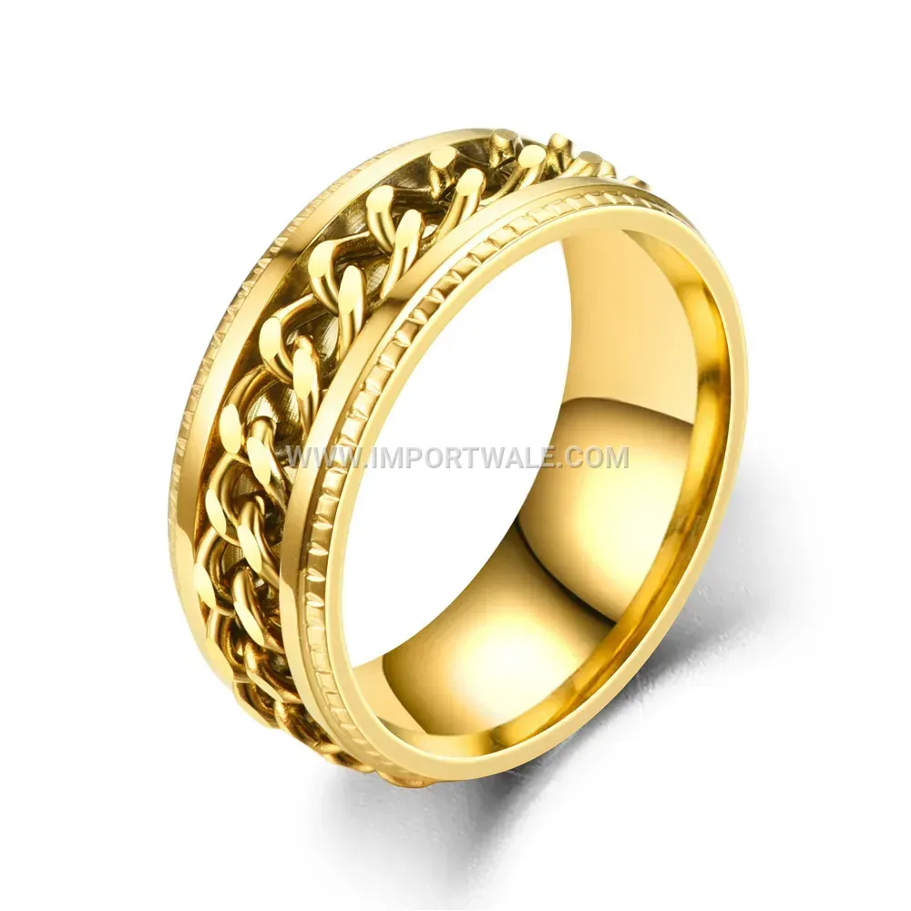 Spinner Chain Textured Stainless Steel Ring