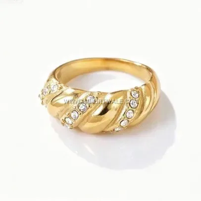 Minimalist Oval Geometric Gold Plated Stainless Steel Ring