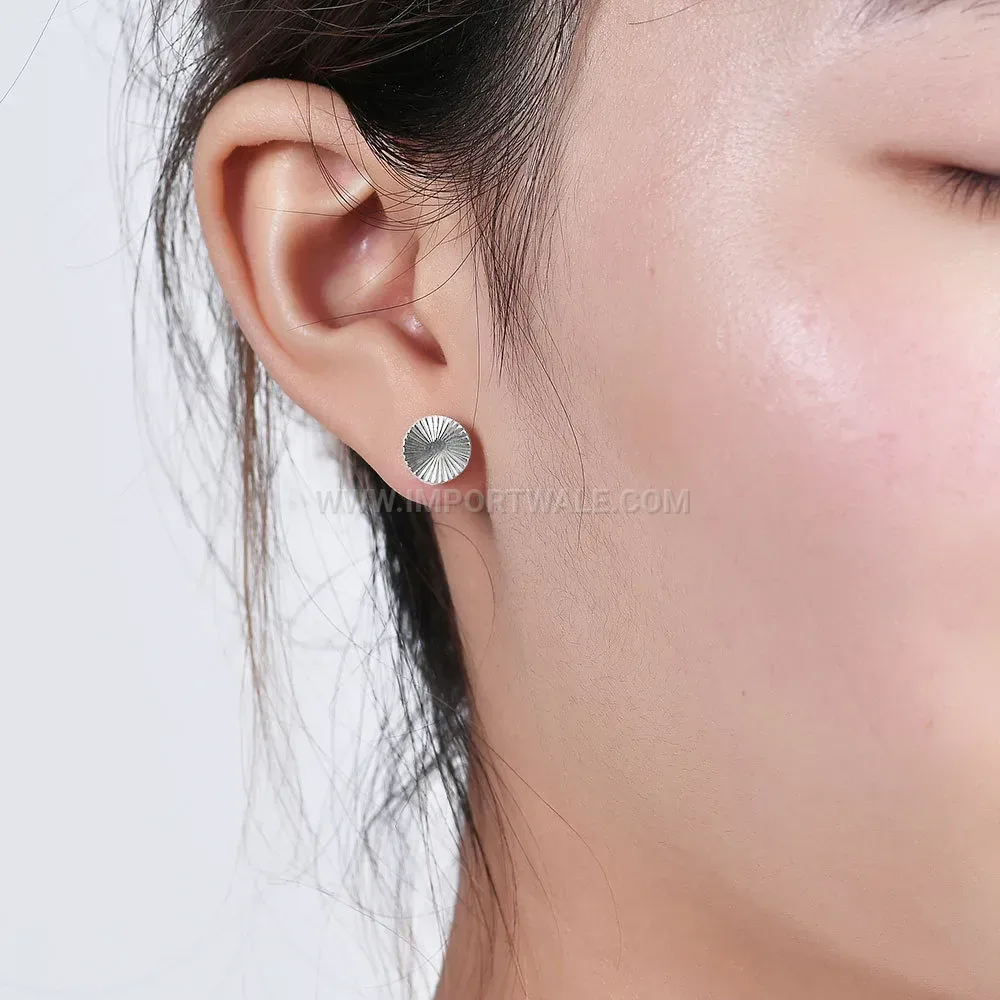 Sunburst Pattern Circular Stainless Steel Stud Earrings