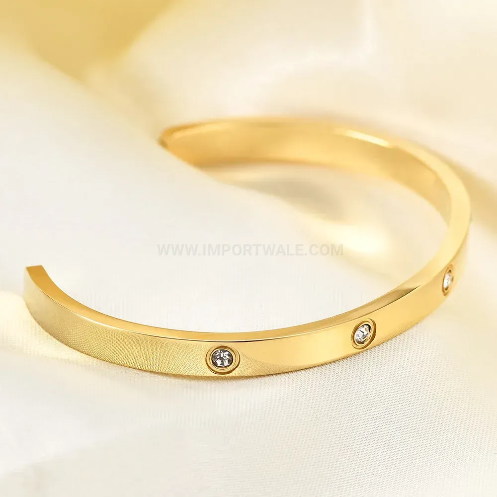 Classic Polished Minimalist Stainless Steel Open Cuff Bangle Bracelet
