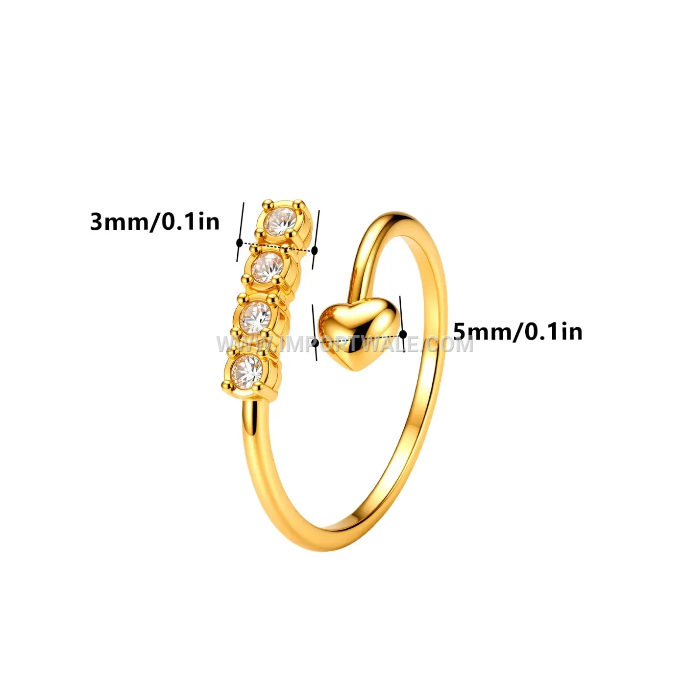 Adjustable Crystal Accented Wheat Motif Open Ring