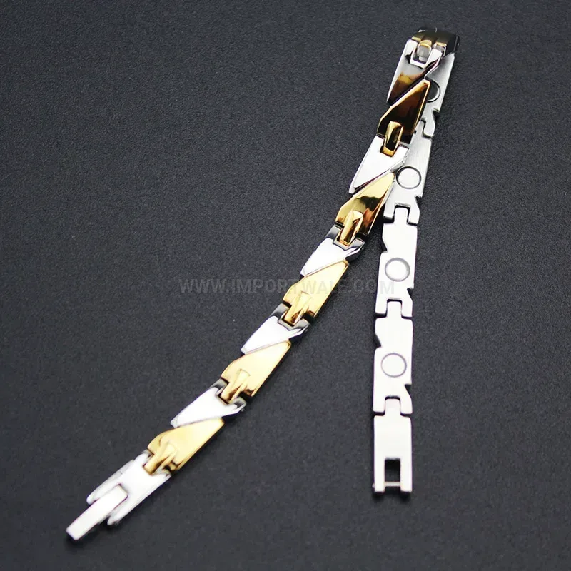 Modern Men Geometric Two-Tone Titanium Steel Bio Magnetic Bracelet