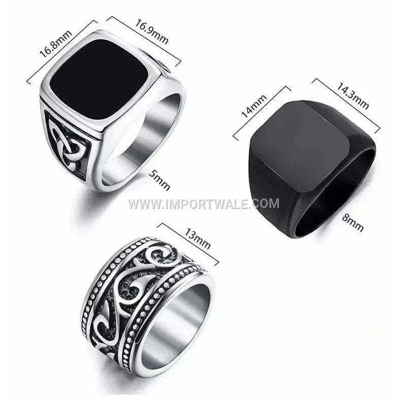 Men Stainless Steel Celtic Knot Engraved Wide Band Ring