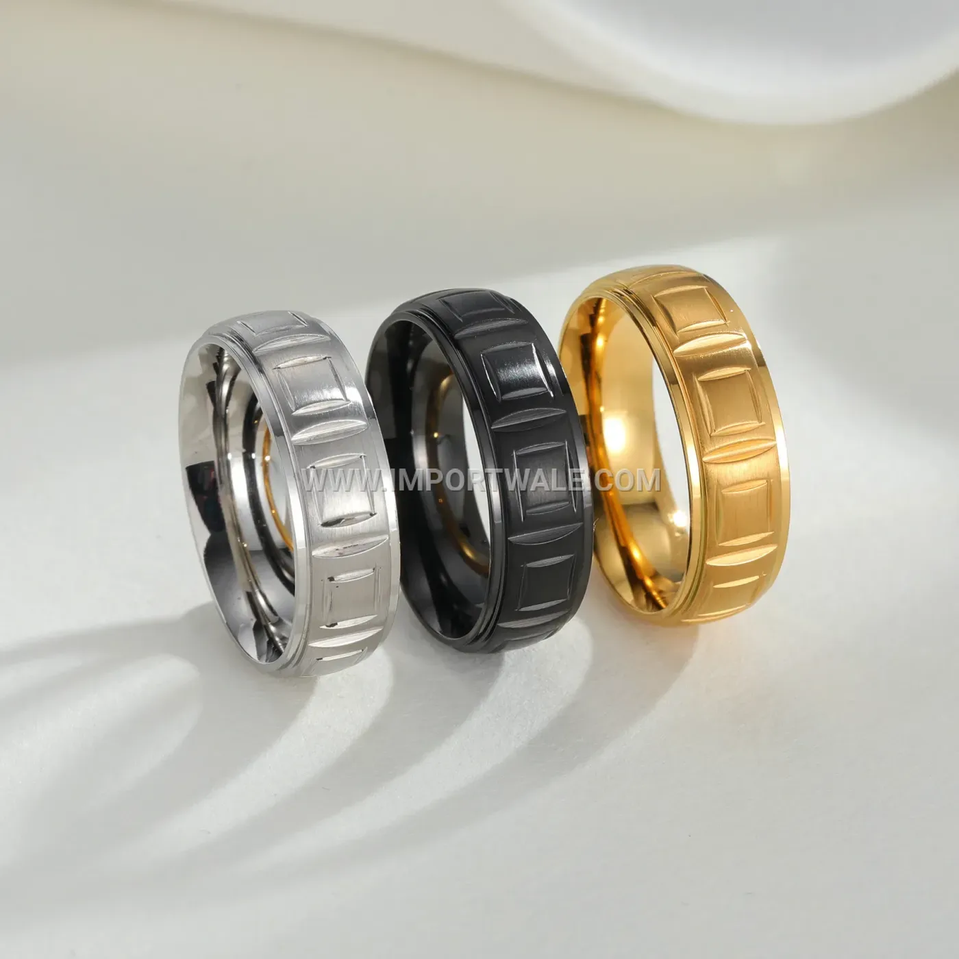 Frosted Matte Gold Plated Stainless Steel Band Ring