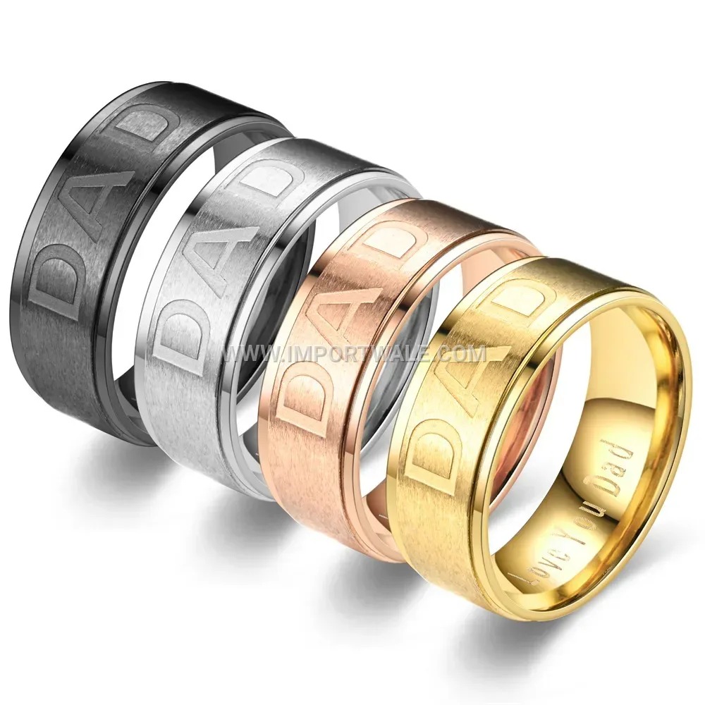 Stainless Steel Engraved Alphabet Letter Band Ring