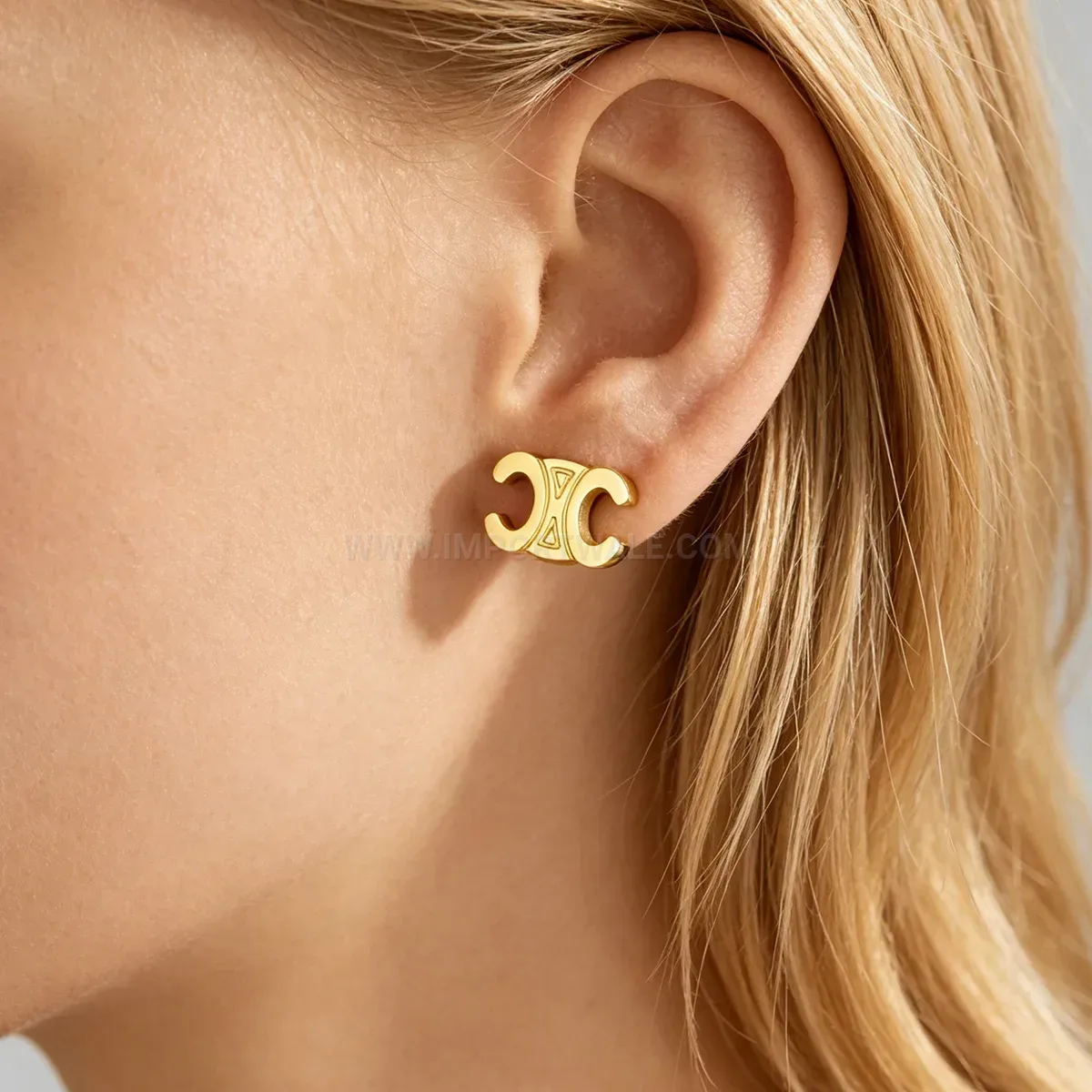 French Vintage Arc Motifs Stainless Steel Stud Earrings