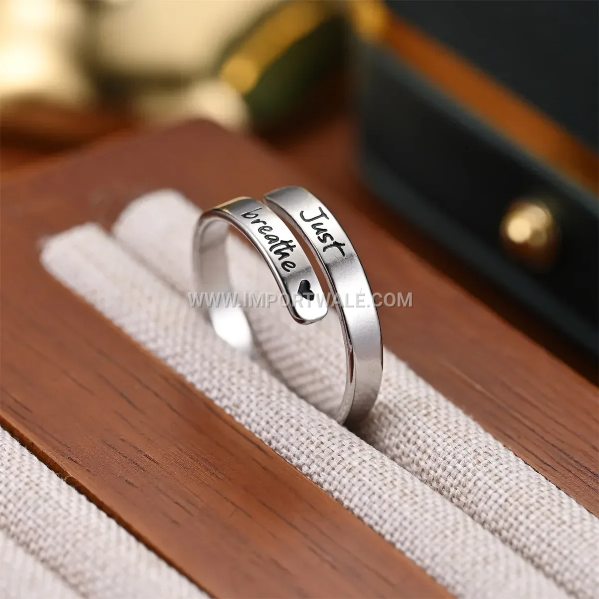 Engraved Open Adjustable Stainless Steel Statement Ring