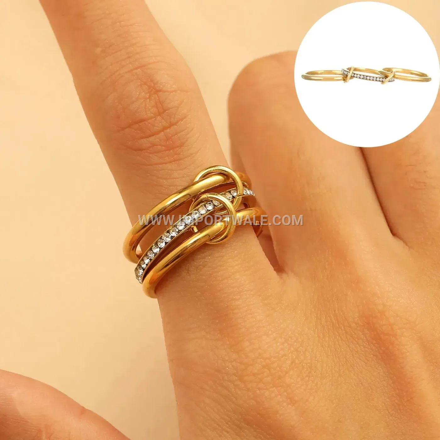 Multi Layer Gold Plated Stainless Steel Stacking Ring