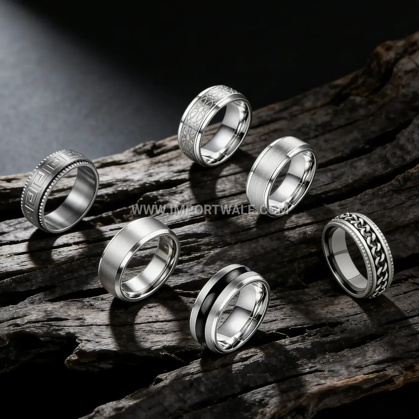 Spinning Full Eternity Square Crystal Stainless Steel Ring