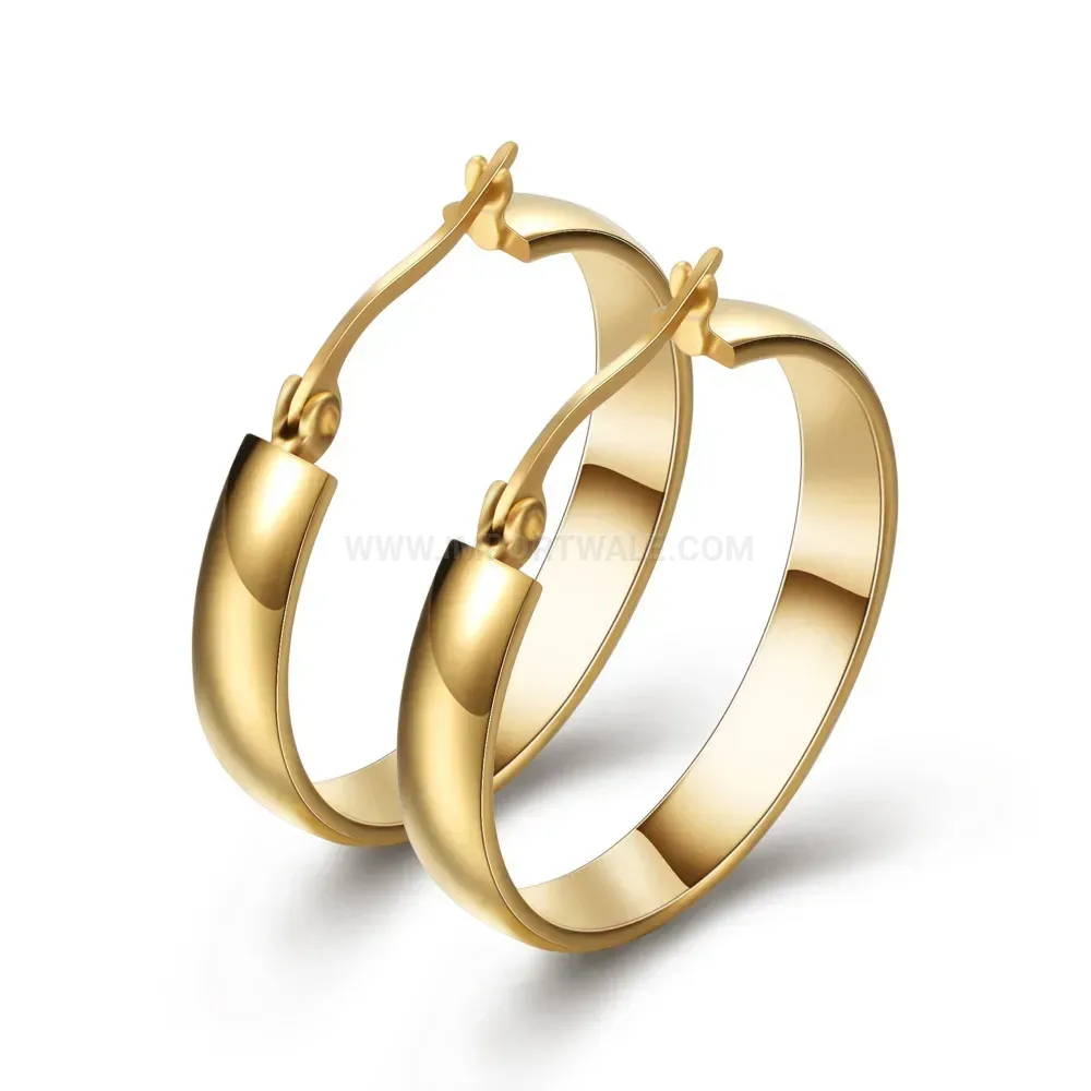 Classic Hollow Circle Stainless Steel Hoop Earrings