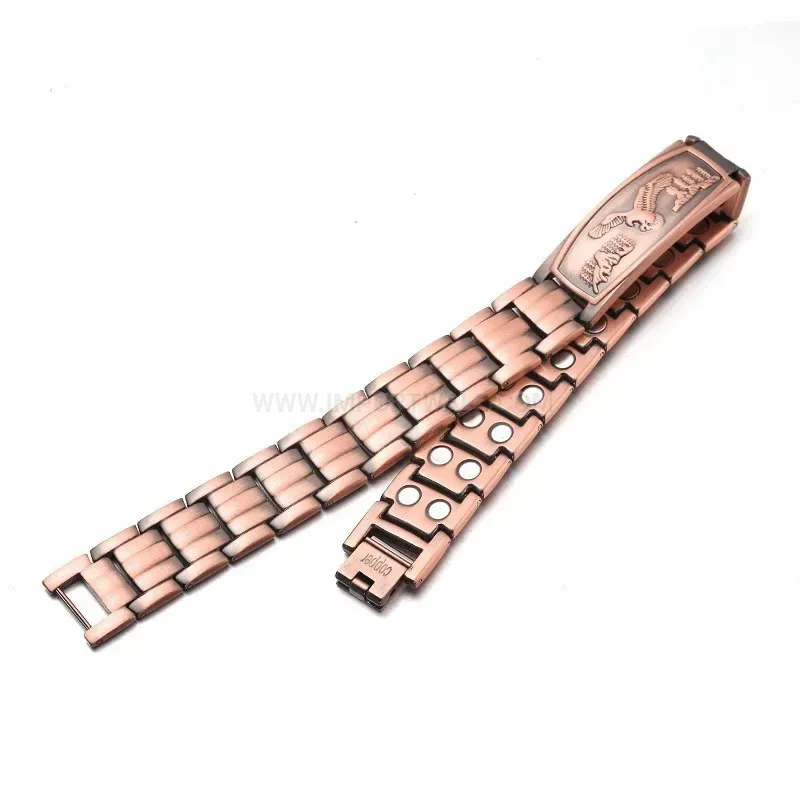 Designer Men Vintage Red Copper Bio Magnetic Energy Link Bracelet