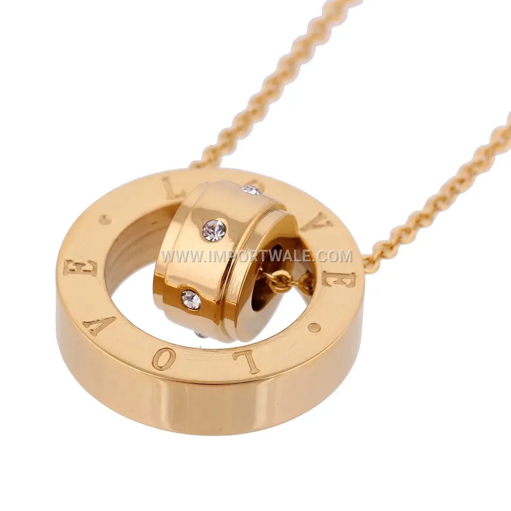 Minimalist Geometric Circular Cutout Stainless Steel Love Pendant Necklace