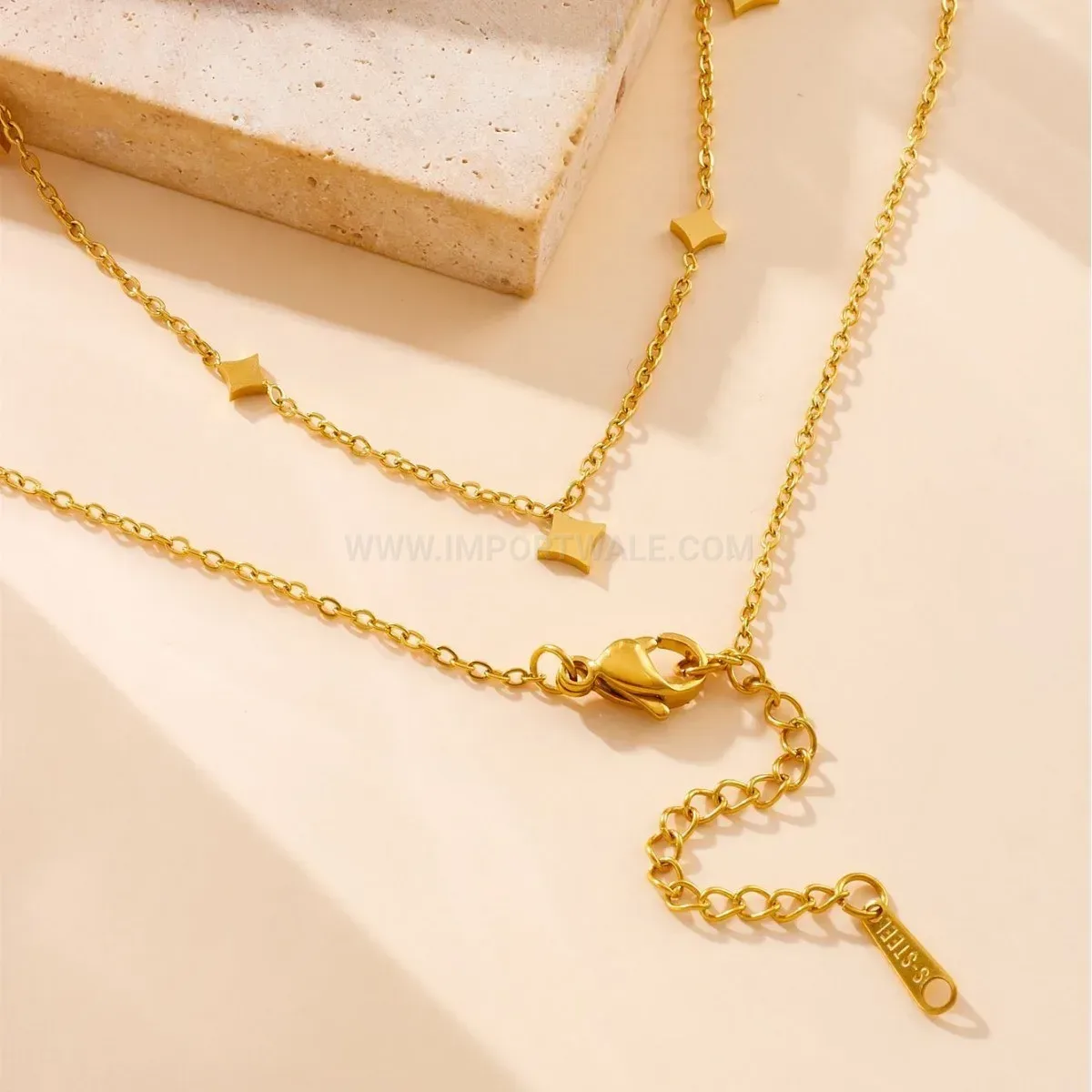 Elegant Geometric Heart Pendant Titanium Steel Gold Chain