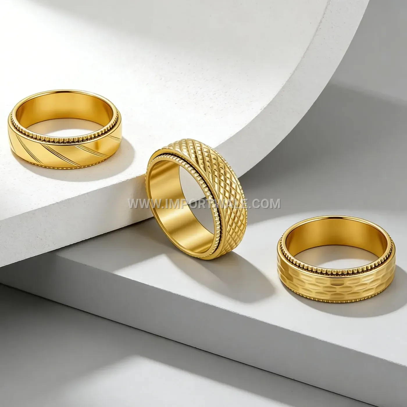 Wide 8mm Gold Plated Stainless Steel Band Ring