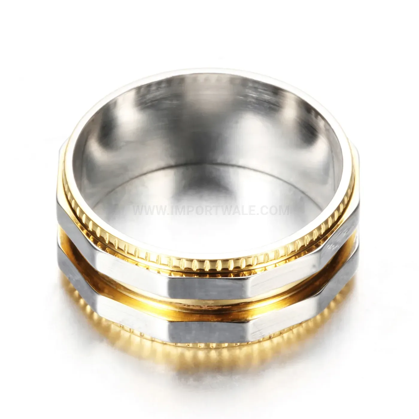 Stylish Textured Edge Geometric Stainless Steel Band Ring