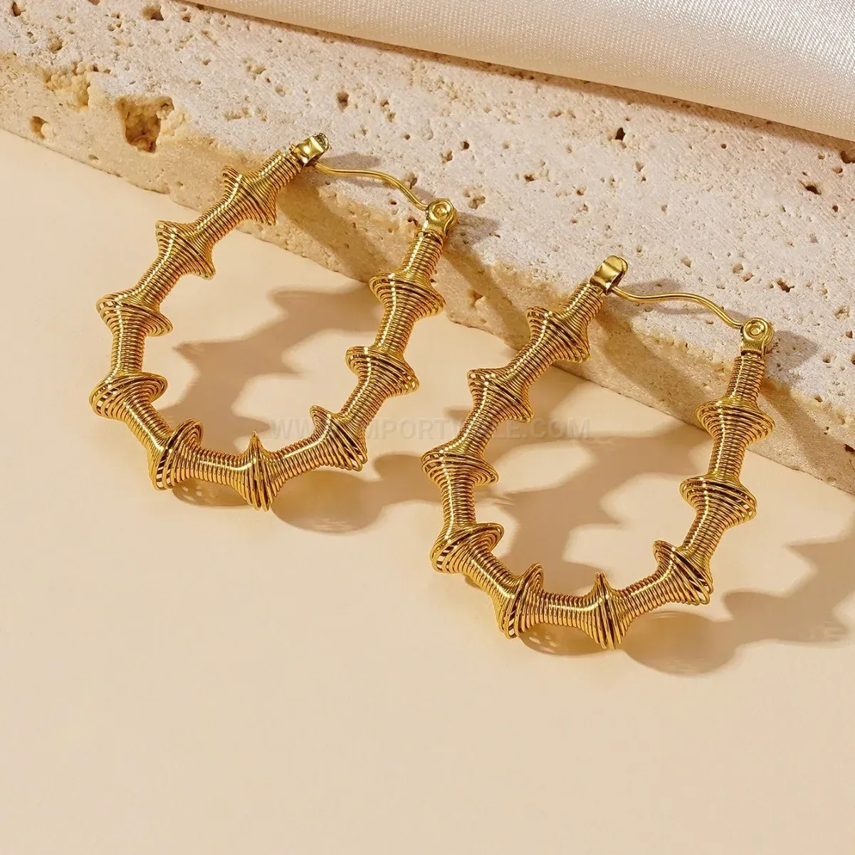 Titanium Steel C Shaped Spring Bamboo Hoop Earrings