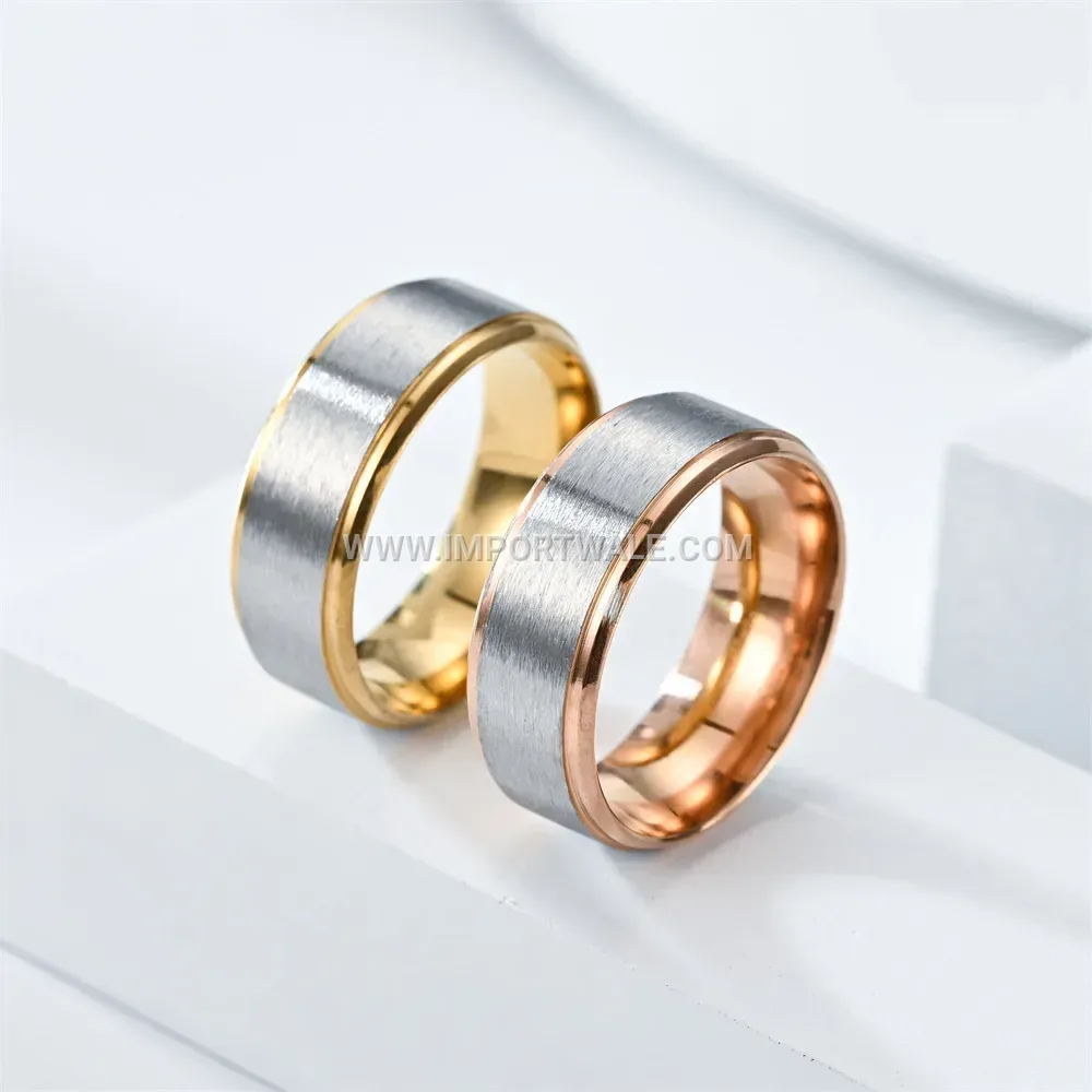 Two Tone Smooth Stainless Steel Pinky Band Ring
