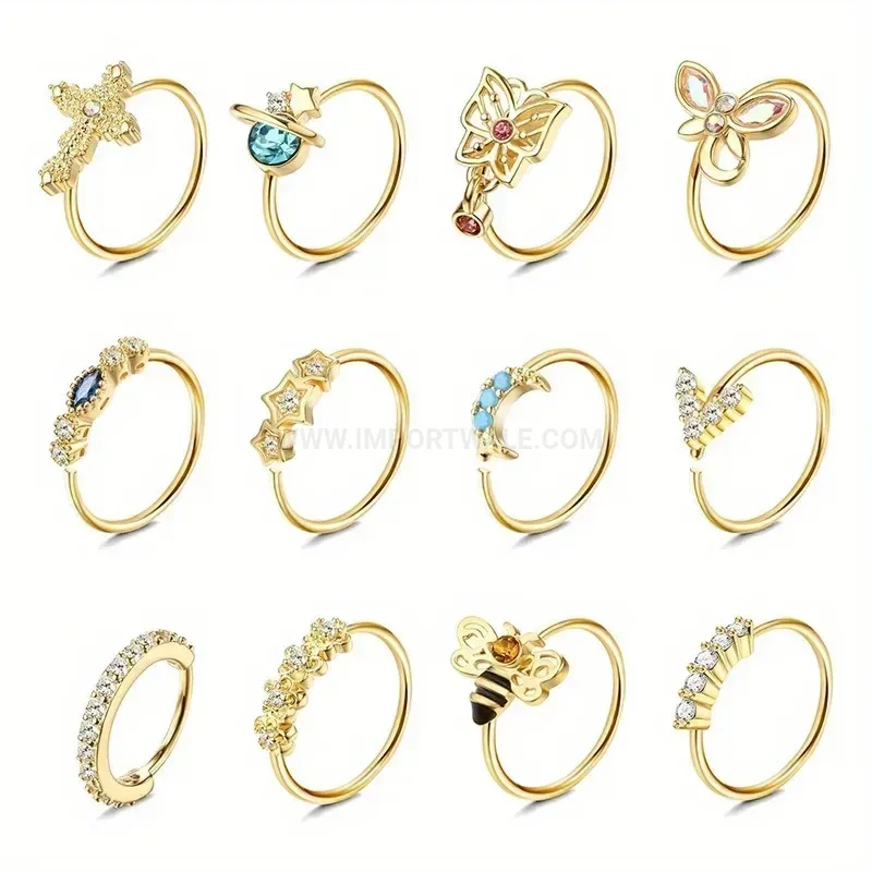 Stylish Sparkling Zirconia Stainless Steel Nose Ring Piercing Jewelry