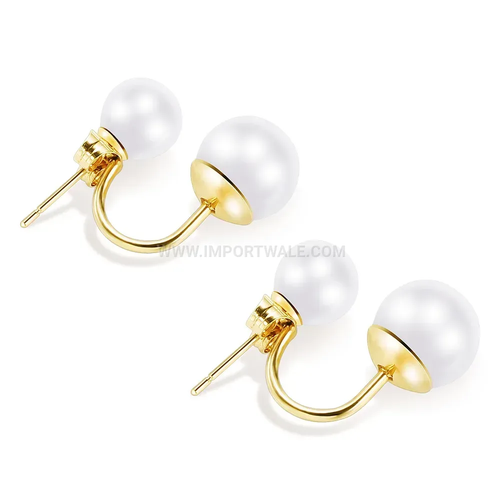 Double Layer Faux Pearl Stainless Steel Stud Earrings