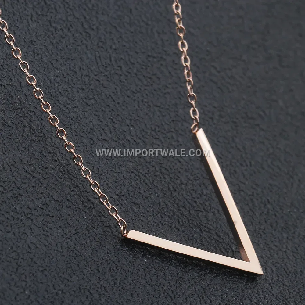 Rose Gold Stainless Steel V Shaped Geometric Choker Necklace