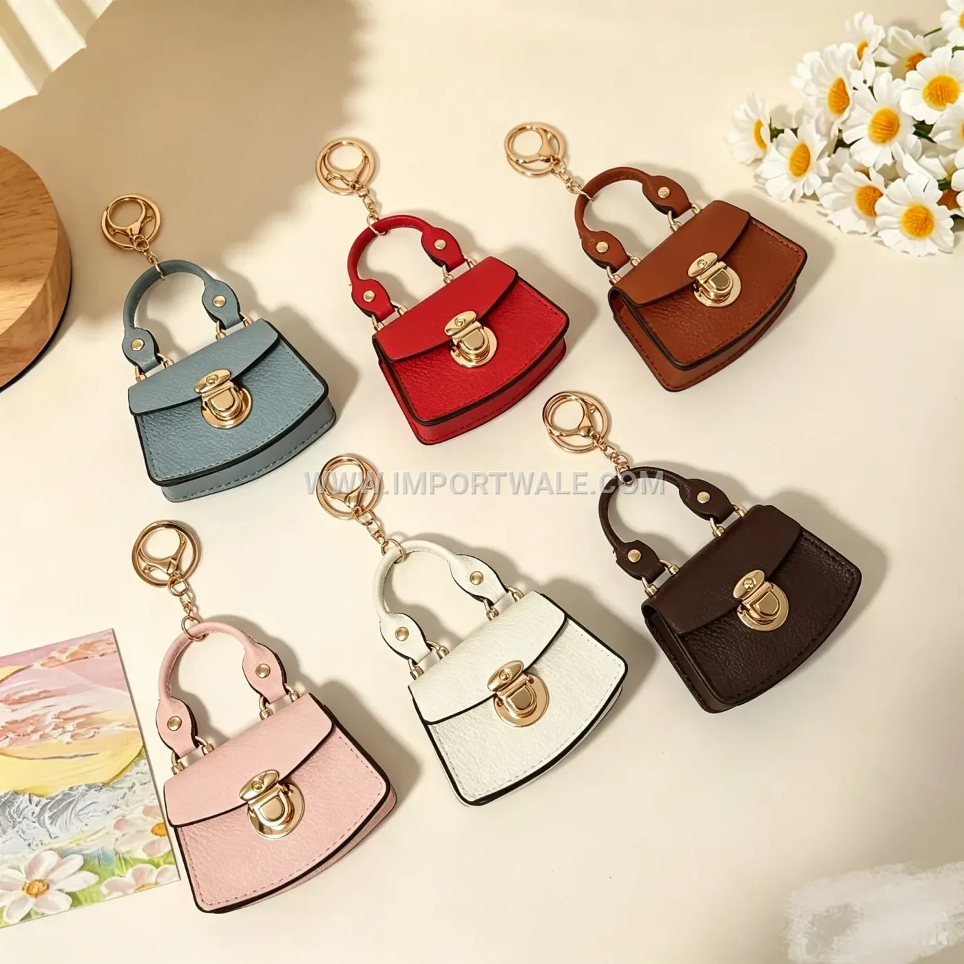 Pebbled Faux Leather Mini Pouch Charm